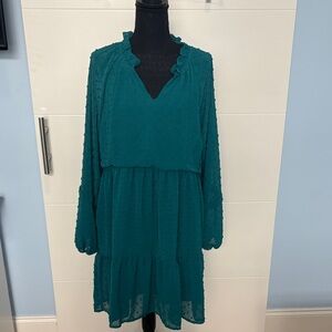 Chic Long Sleeve Teal Dress